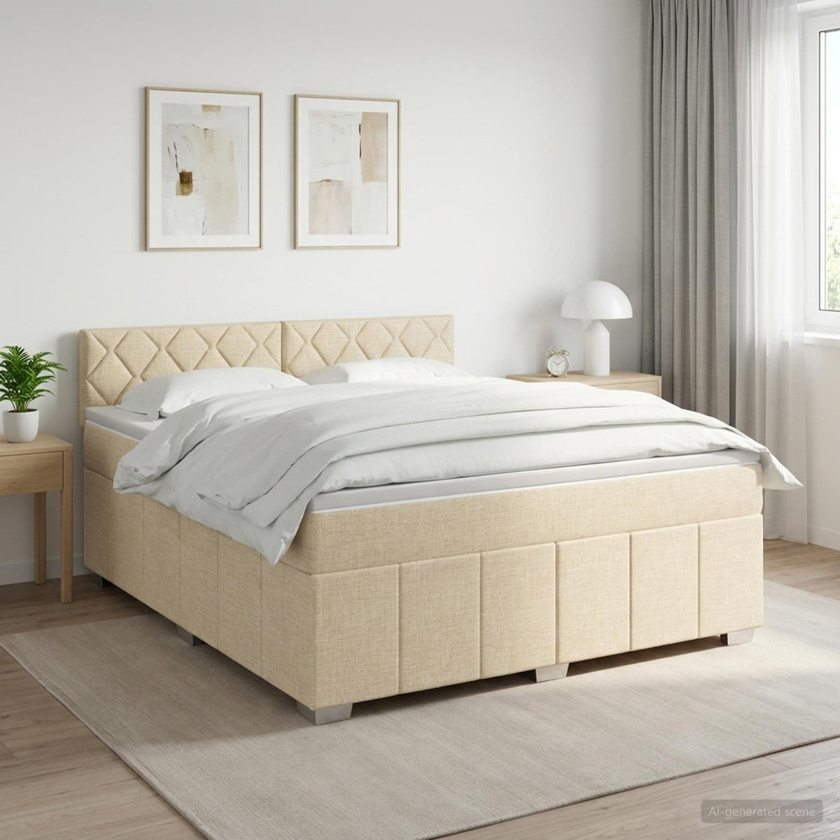 vidaXL Boxspringbed met matras Crèmekleurig 160 x 200 cm Stof