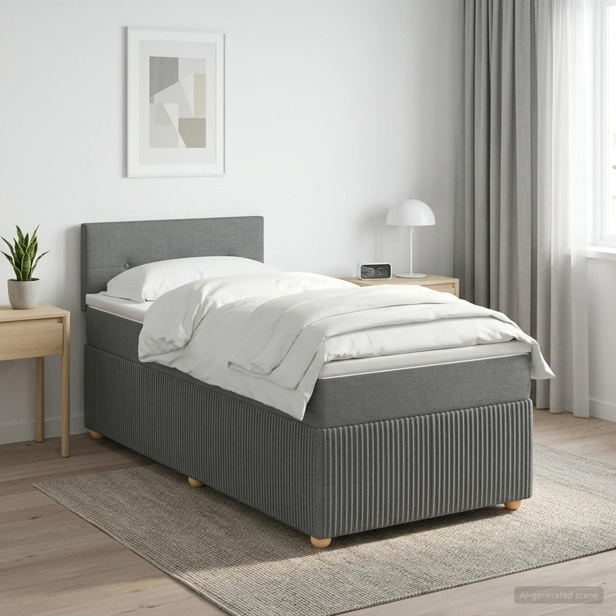 Boxspringbed met matras Donkergrijs 90 x 190 cm Stof is nu te koop bij PeponiXL, paradijselijk wonen!