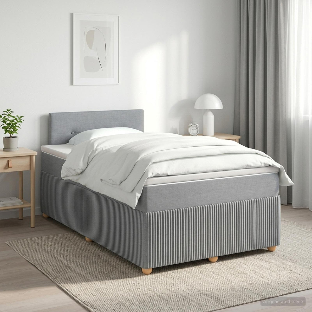 Boxspringbed met matras Lichtgrijs 120 x 190 cm Stof is nu te koop bij PeponiXL, paradijselijk wonen!