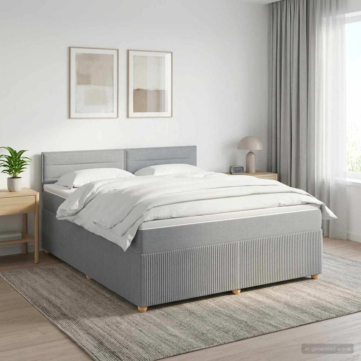 Boxspringbed met matras Lichtgrijs 180 x 200 cm Stof is nu te koop bij PeponiXL, paradijselijk wonen!