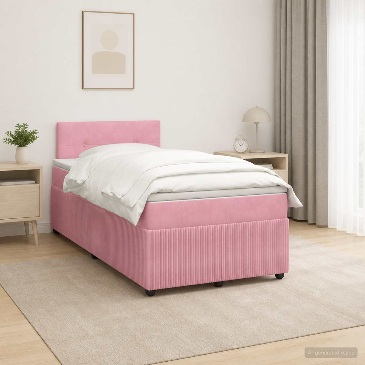 Boxspringbed met matras Roze 120 x 200 cm Fluweel is nu te koop bij PeponiXL, paradijselijk wonen!