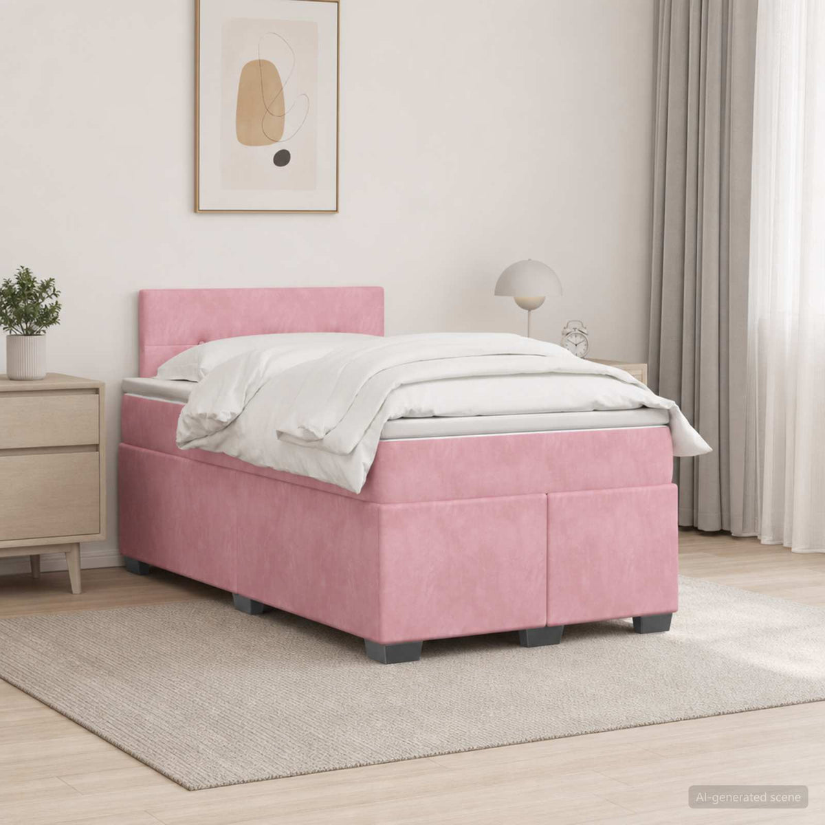 vidaXL Boxspring Bed met Matras en LED Roze 120 x 190 cm fluweel