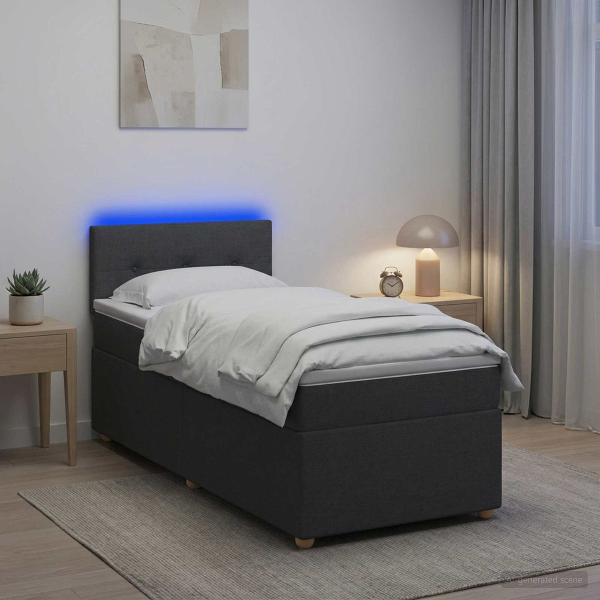 Boxspringbed met matras Donkergrijs 90 x 190 cm Stof is nu te koop bij PeponiXL, paradijselijk wonen!