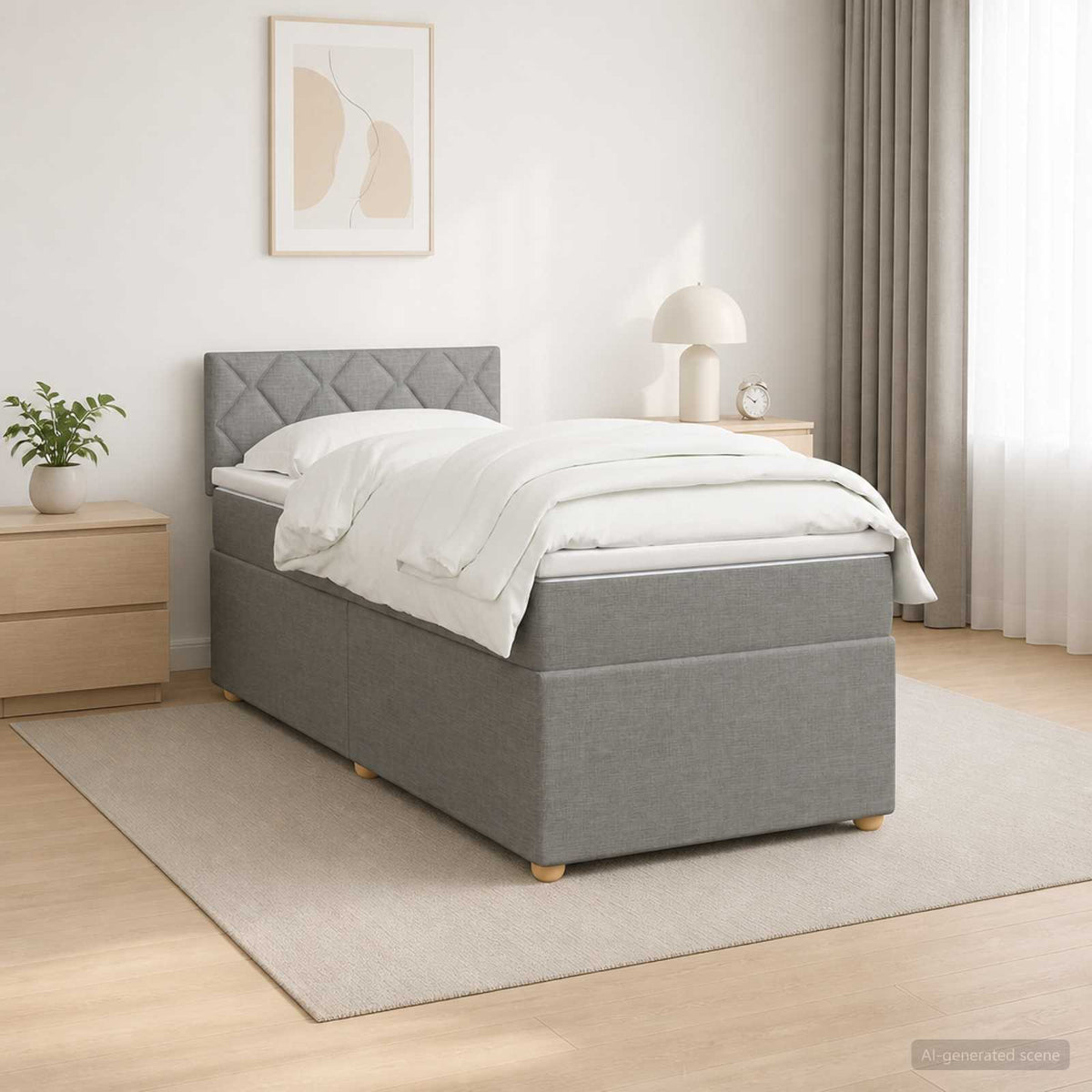 vidaXL Boxspringbed met matras Lichtgrijs 100 x 200 cm Stof