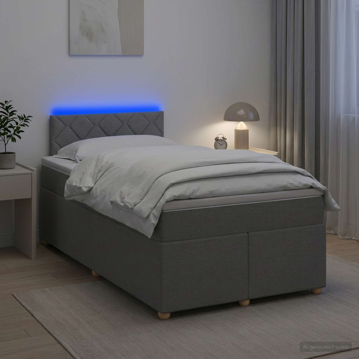Boxspringbed met matras Lichtgrijs 120 x 190 cm Stof is nu te koop bij PeponiXL, paradijselijk wonen!