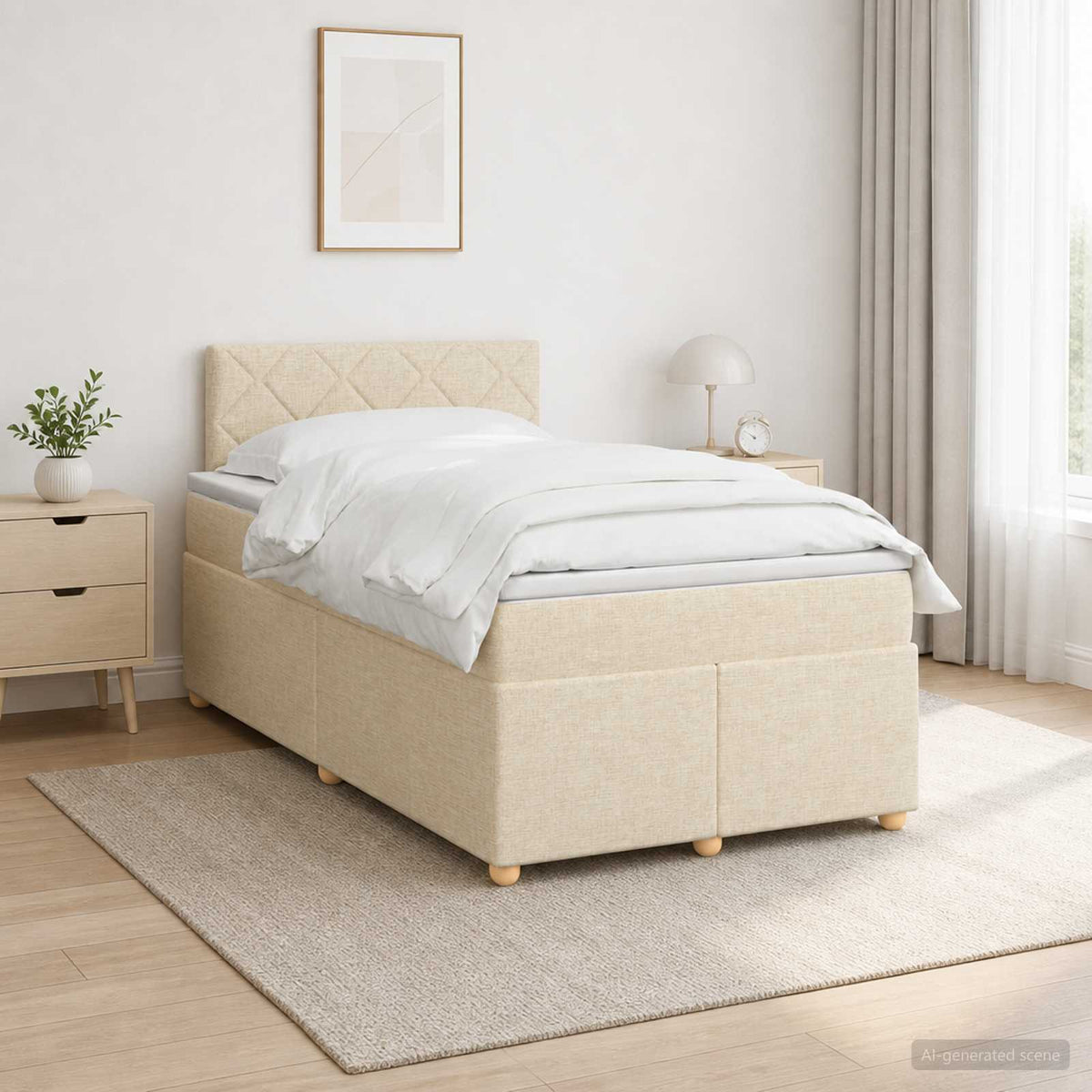 vidaXL Boxspringbed met matras Crèmekleurig 120 x 200 cm Stof