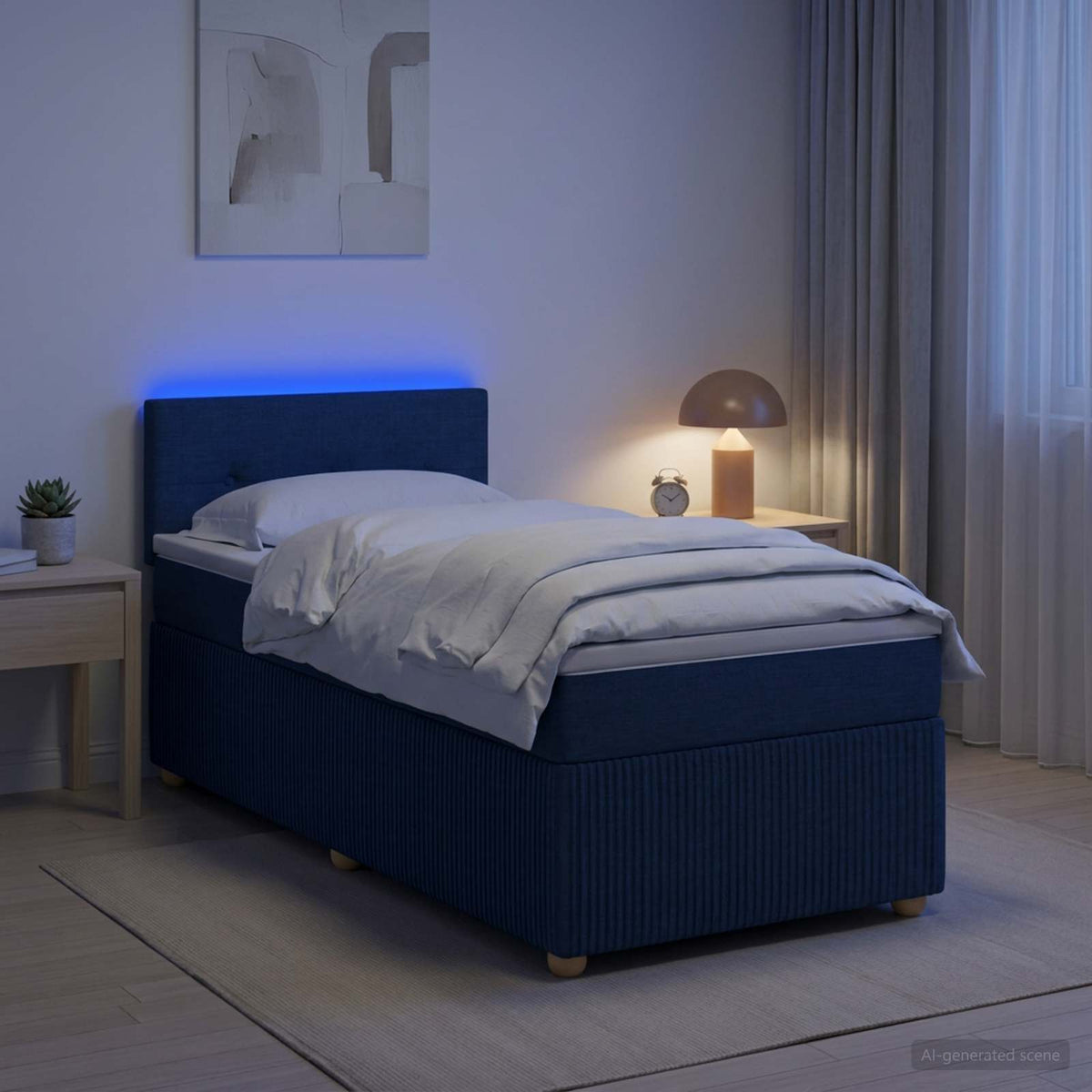 Boxspringbed met matras met hoofdeinde Blauw 80 x 200 cm Stof is nu te koop bij PeponiXL, paradijselijk wonen!