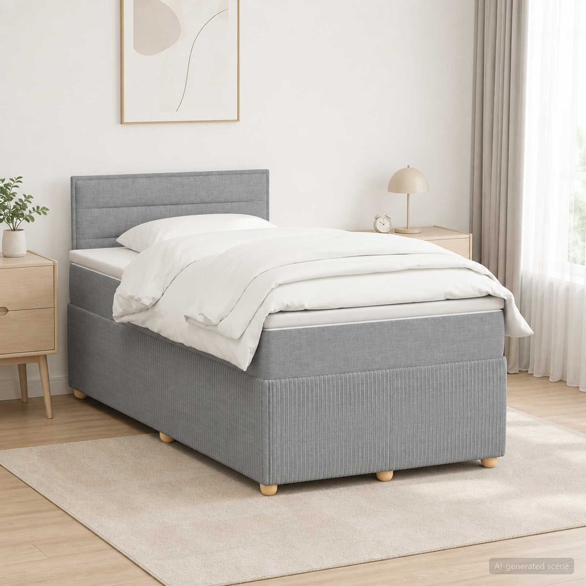 Boxspringbed met matras Lichtgrijs 120 x 200 cm Stof is nu te koop bij PeponiXL, paradijselijk wonen!