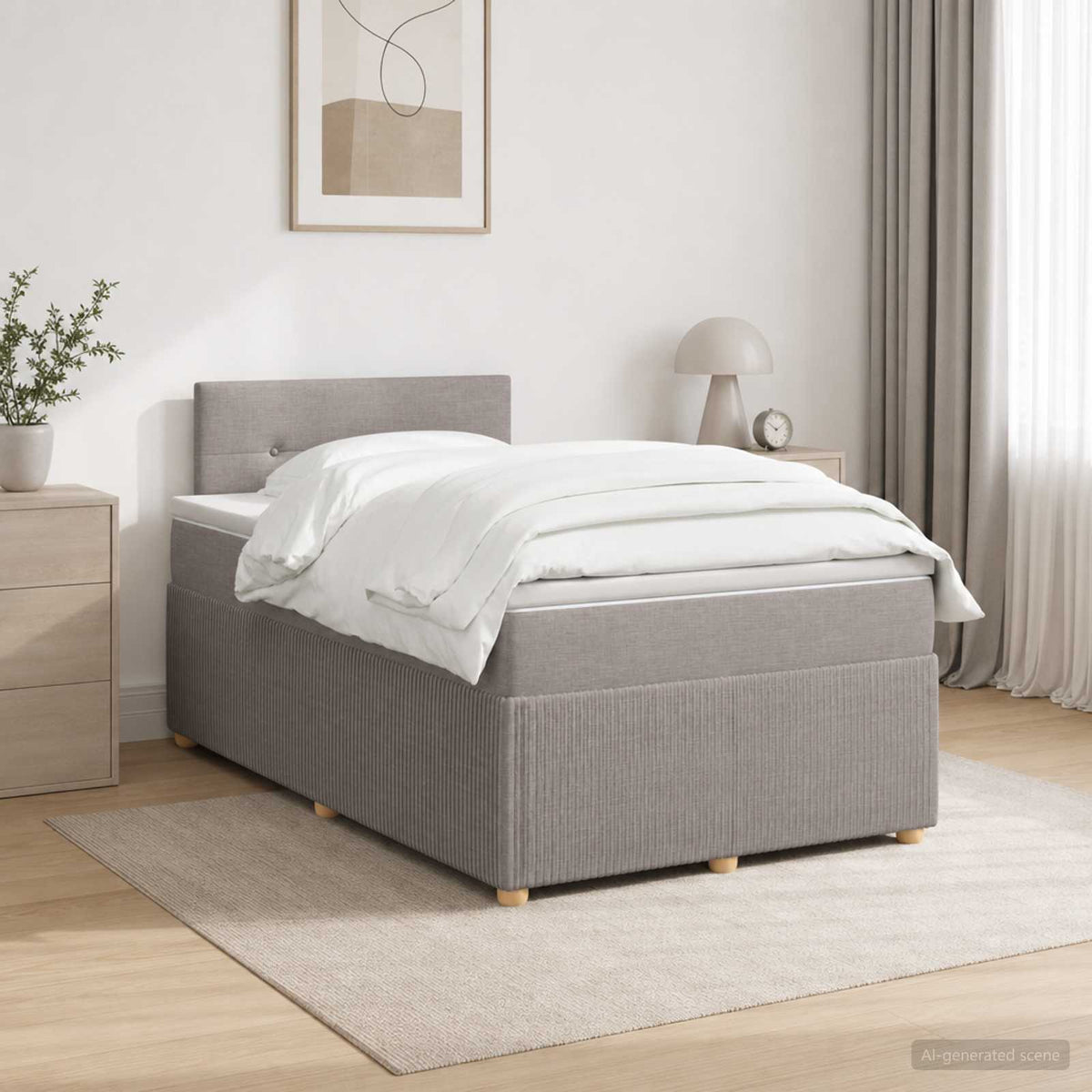 Boxspringbed met matras met hoofdeinde Taupe 120 x 200 cm Stof is nu te koop bij PeponiXL, paradijselijk wonen!