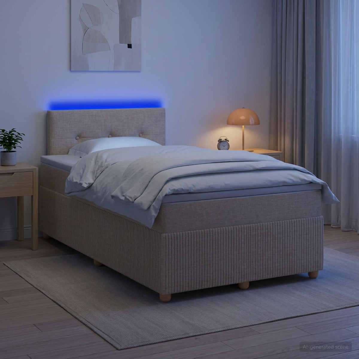 Boxspringbed met matras Crèmekleurig 120 x 200 cm Stof is nu te koop bij PeponiXL, paradijselijk wonen!