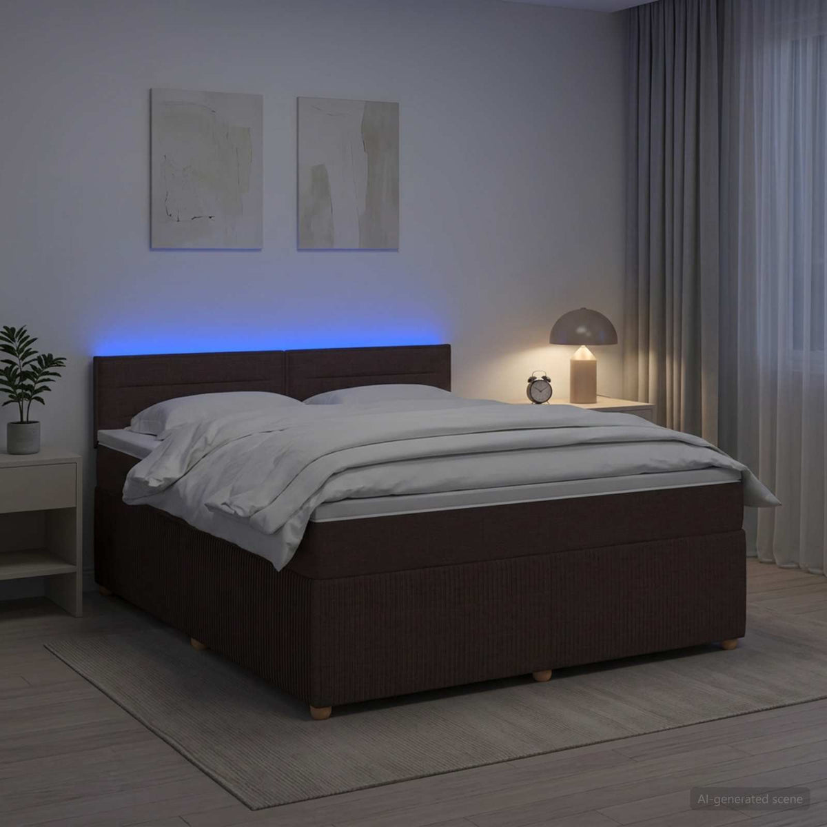 vidaXL Boxspringbed met matras Donkerbruin 160 x 200 cm Stof