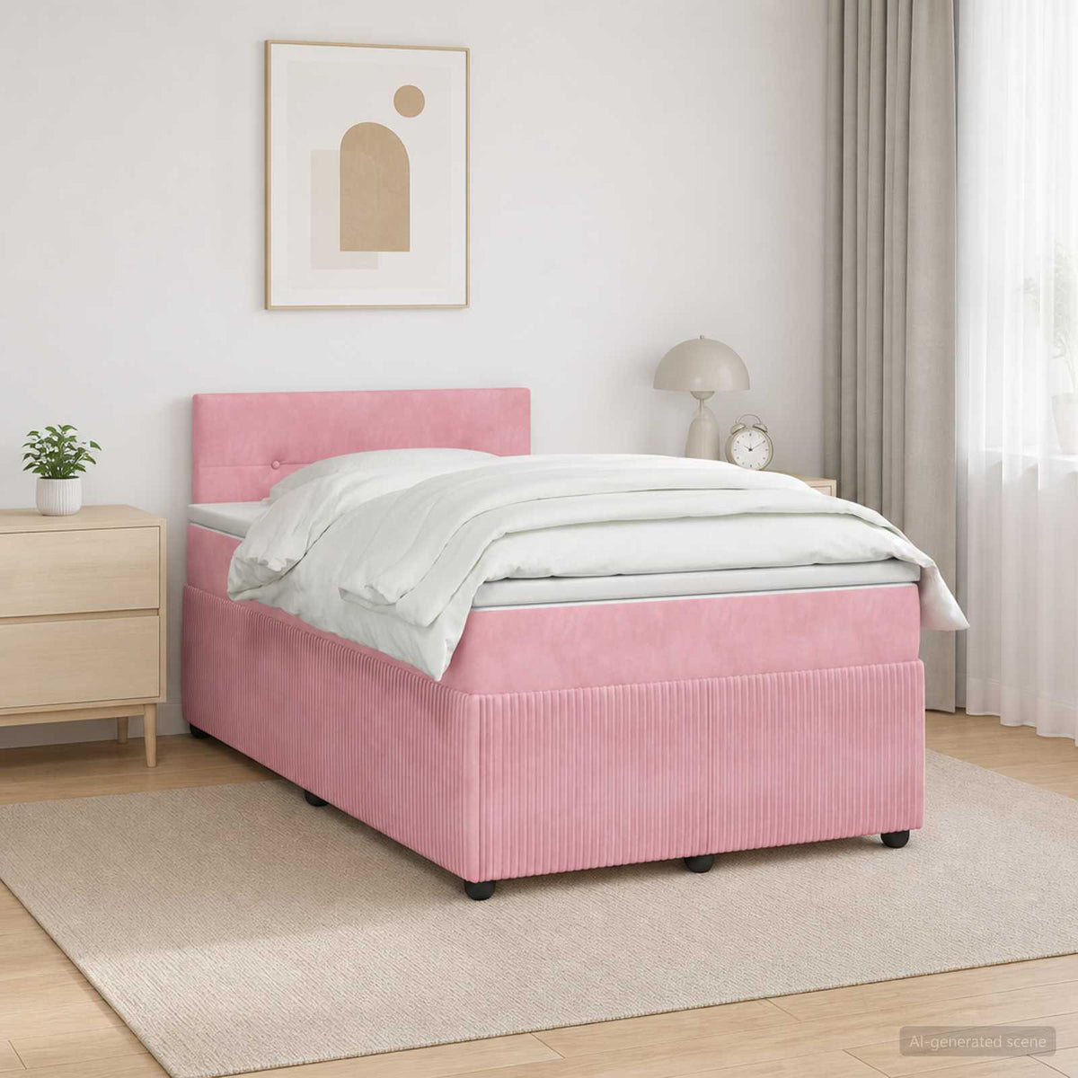 Boxspringbed met matras Roze 120 x 200 cm Fluweel is nu te koop bij PeponiXL, paradijselijk wonen!