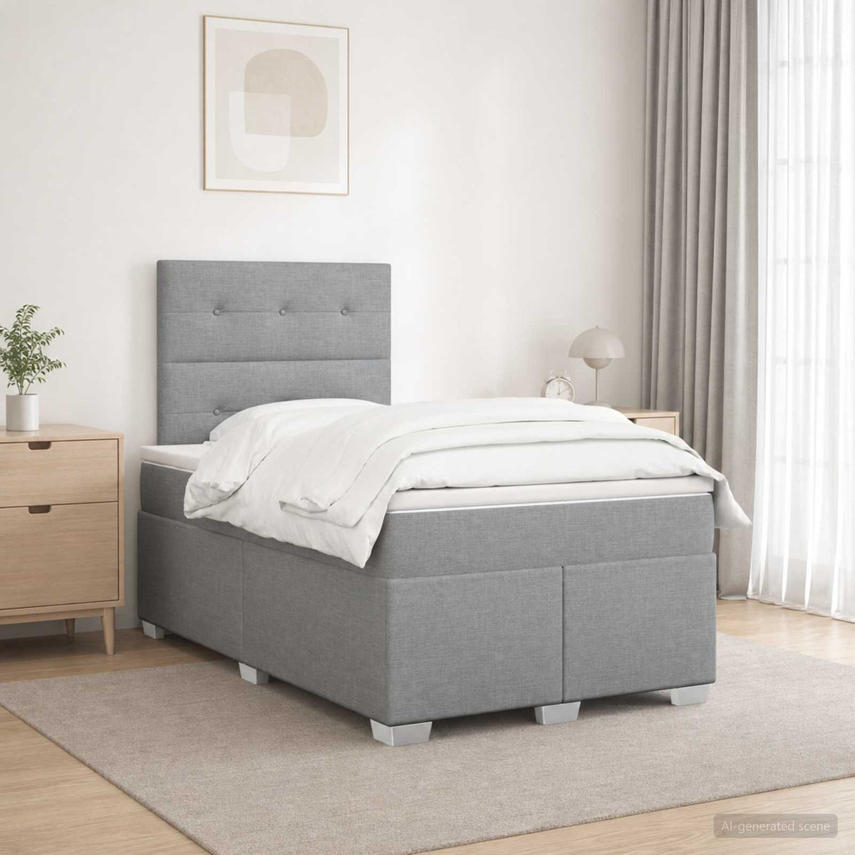 Boxspringbed met matras Lichtgrijs 120 x 200 cm Stof is nu te koop bij PeponiXL, paradijselijk wonen!