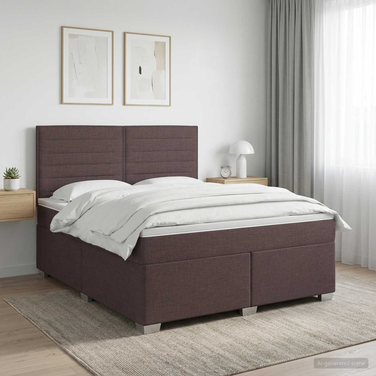 Boxspringbed met matras Donkerbruin 140 x 190 cm Stof is nu te koop bij PeponiXL, paradijselijk wonen!