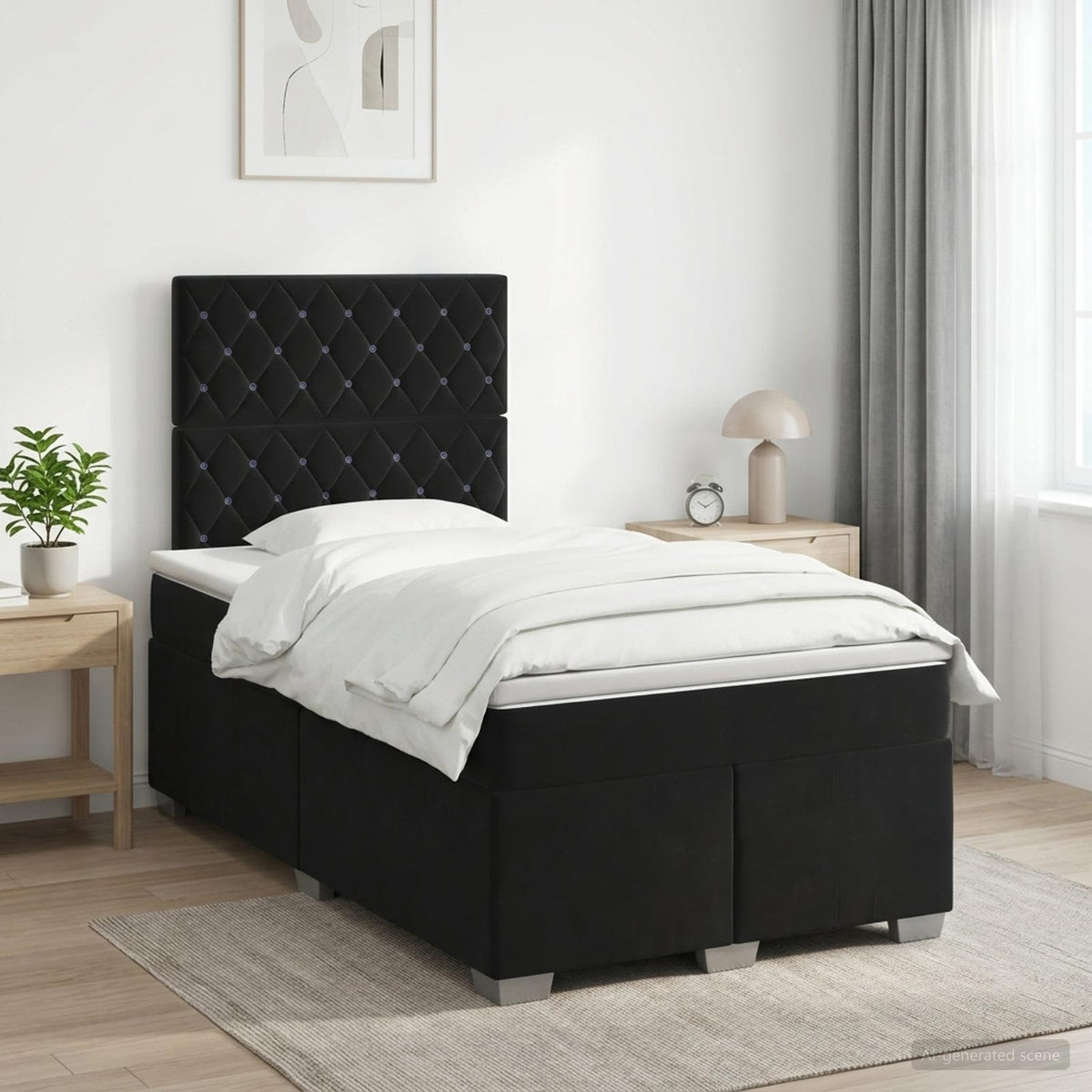 Boxspringbed met matras Zwart 120 x 200 cm Fluweel is nu te koop bij PeponiXL, paradijselijk wonen!
