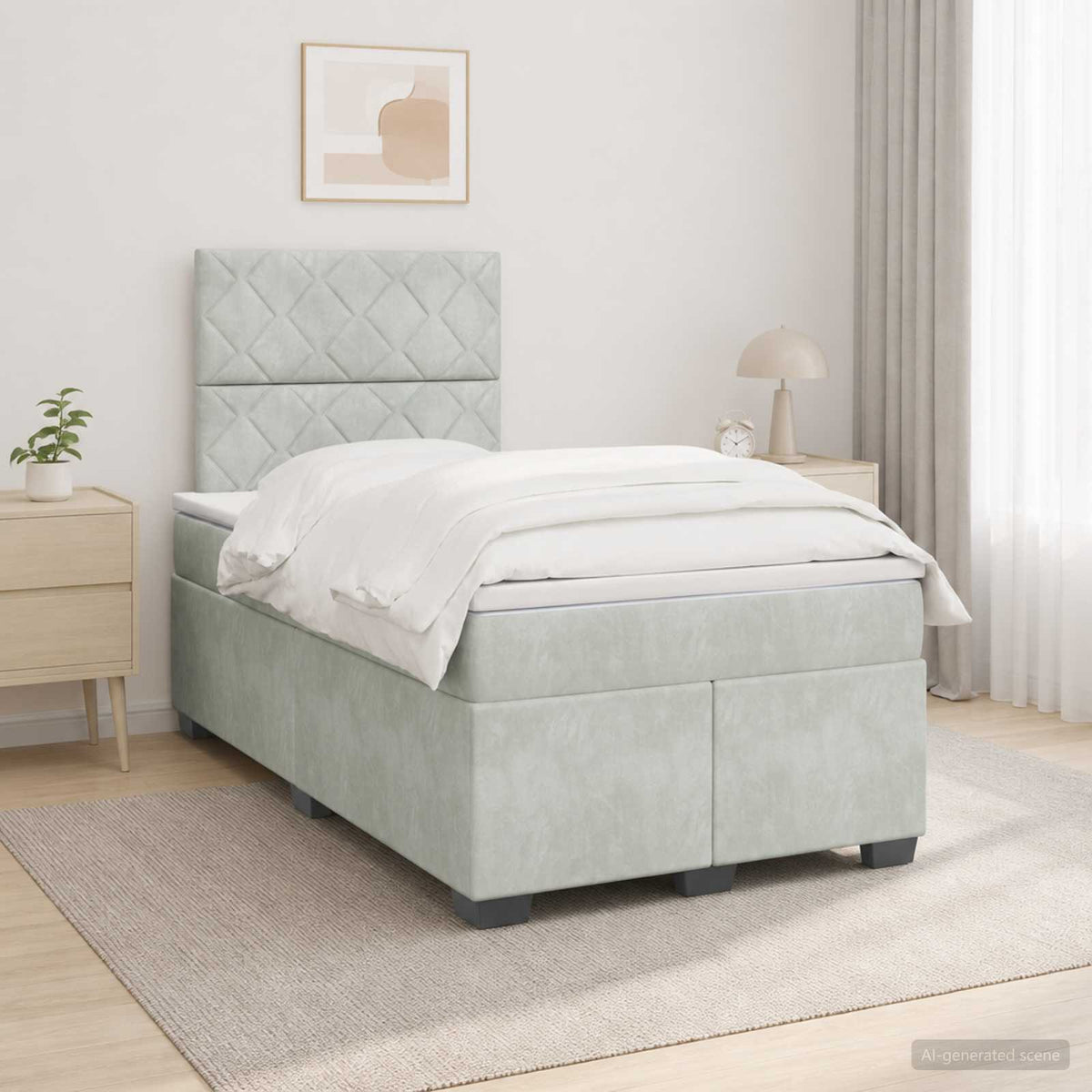 Boxspringbed met matras Lichtgrijs 120 x 200 cm Fluweel is nu te koop bij PeponiXL, paradijselijk wonen!