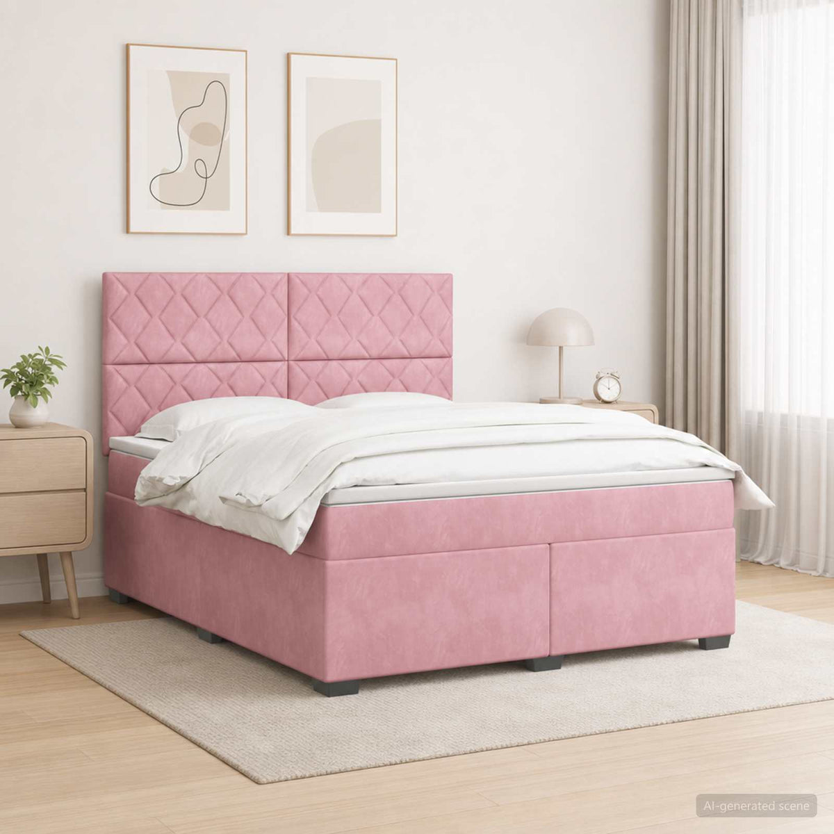 vidaXL Boxspringbed met matras Roze 160 x 200 cm Fluweel