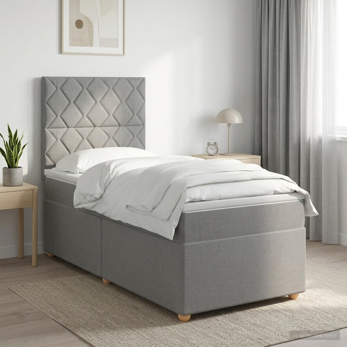 Boxspringbed met matras Lichtgrijs 80 x 200 cm Stof is nu te koop bij PeponiXL, paradijselijk wonen!