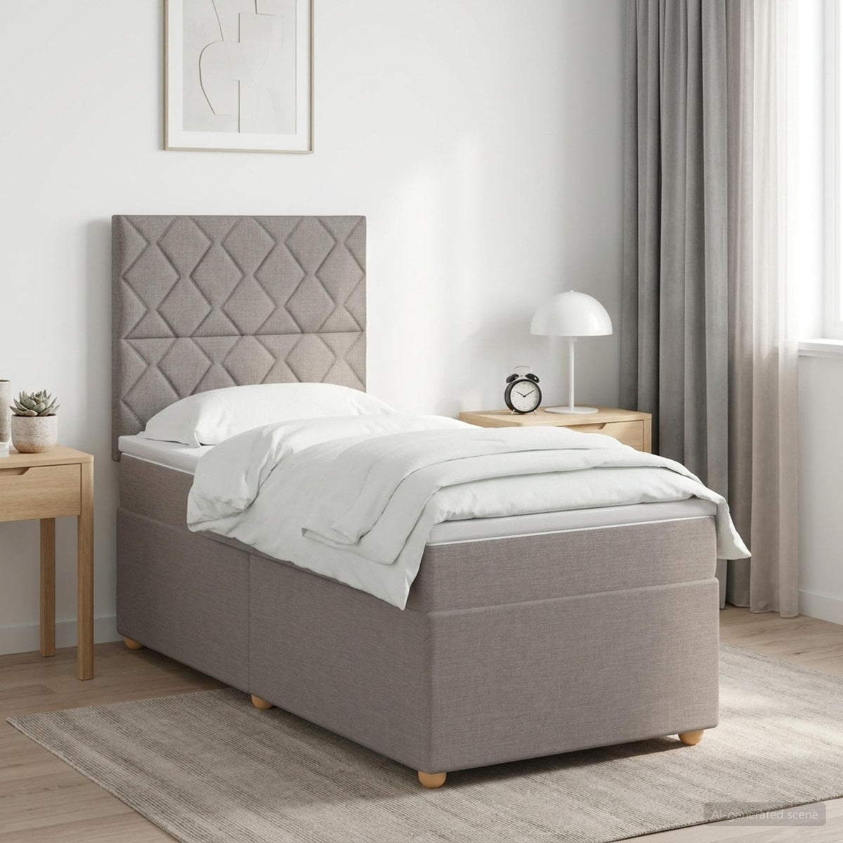 vidaXL Boxspringbed met matras met hoofdeinde Taupe 90 x 200 cm Stof