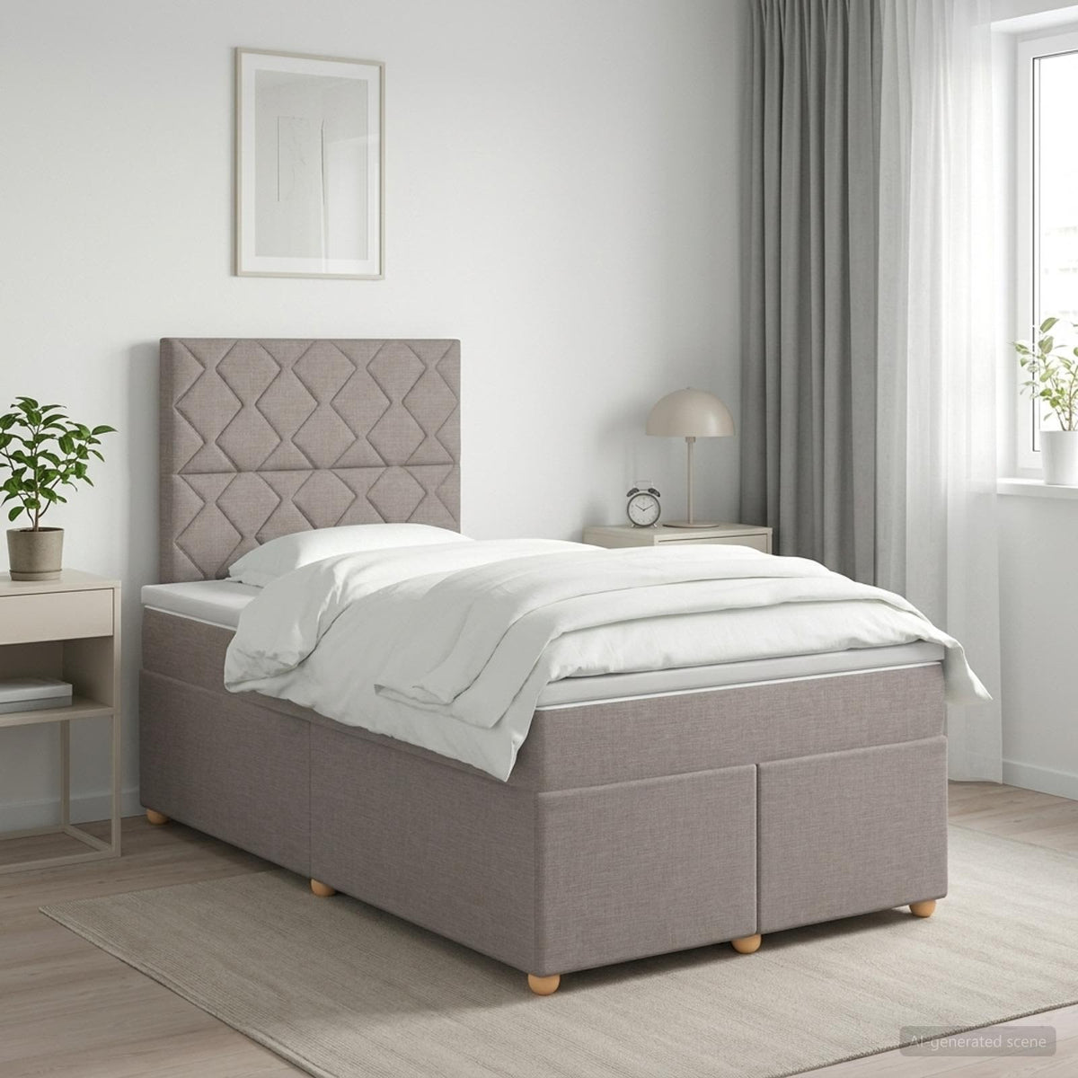 vidaXL Boxspringbed met matras met hoofdeinde Taupe 120 x 200 cm Stof