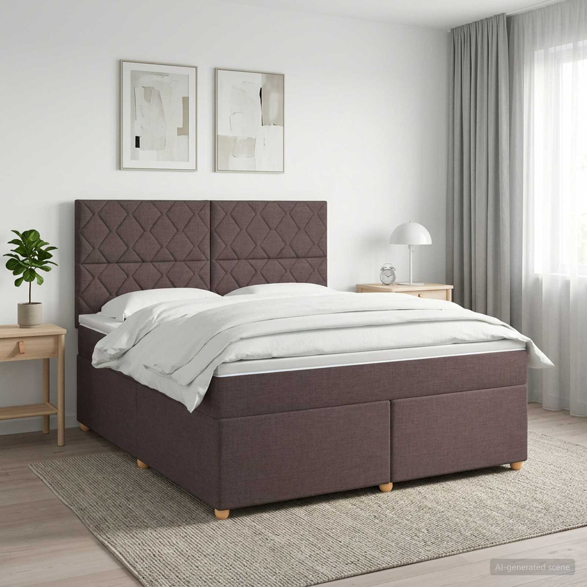 Boxspringbed met matras Donkerbruin 180 x 200 cm Stof is nu te koop bij PeponiXL, paradijselijk wonen!