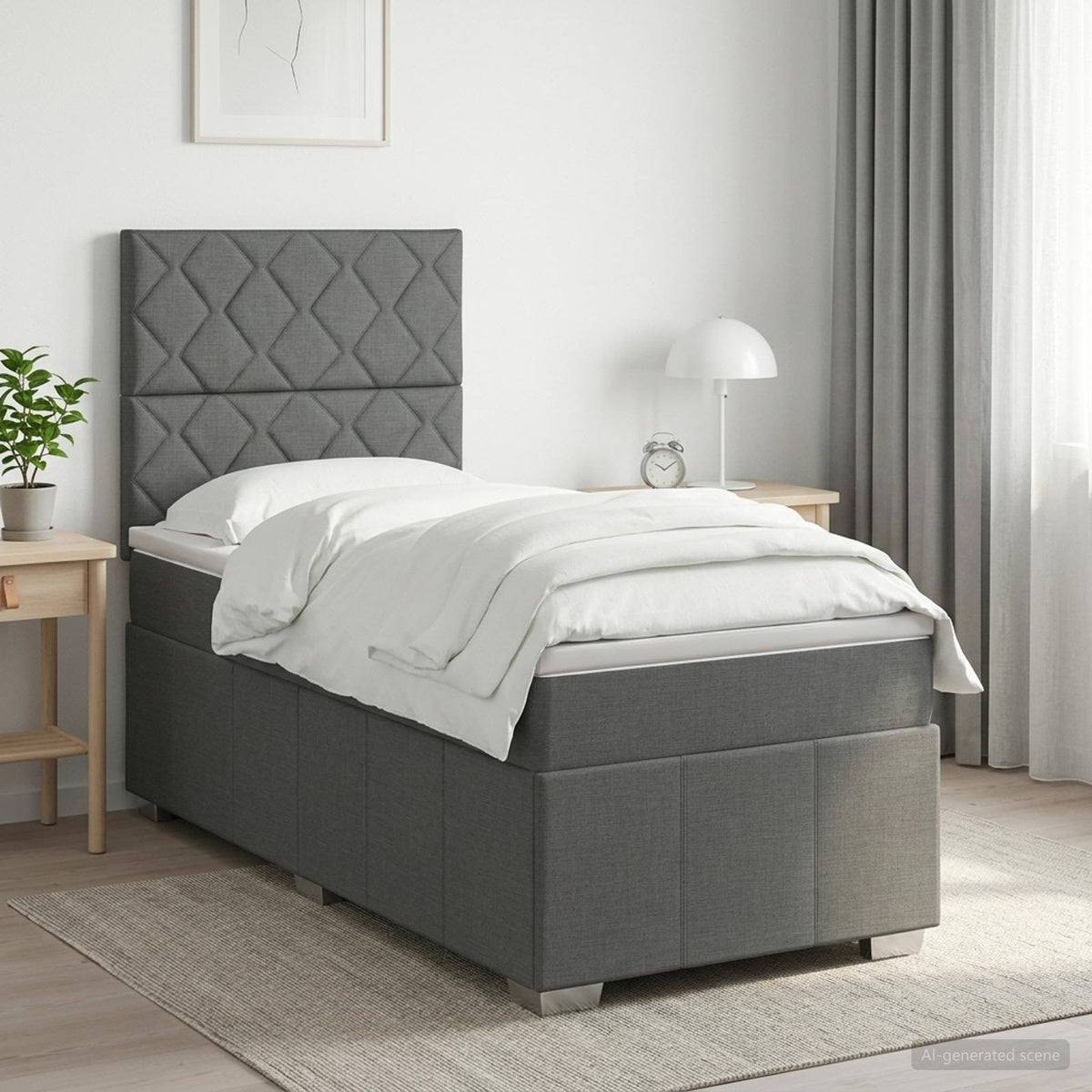 Boxspringbed met matras Donkergrijs 90 x 190 cm Stof is nu te koop bij PeponiXL, paradijselijk wonen!