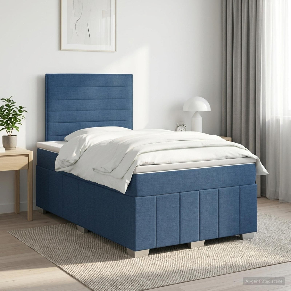Boxspringbed met matras met hoofdeinde Blauw 120 x 200 cm Stof is nu te koop bij PeponiXL, paradijselijk wonen!