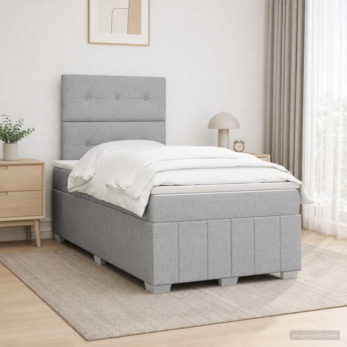 Boxspringbed met matras Lichtgrijs 120 x 190 cm Stof is nu te koop bij PeponiXL, paradijselijk wonen!