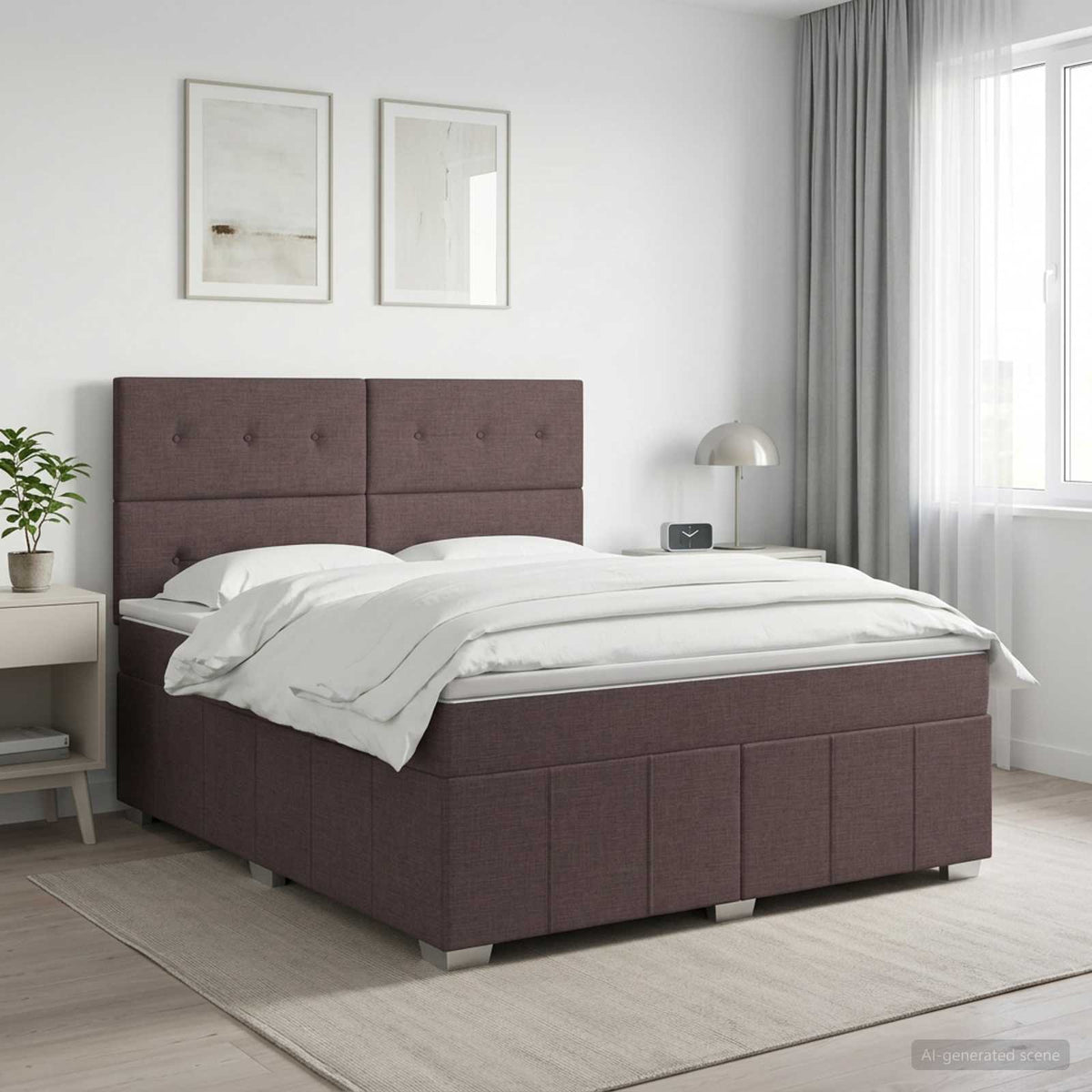 vidaXL Boxspringbed met matras Donkerbruin 180 x 200 cm Stof