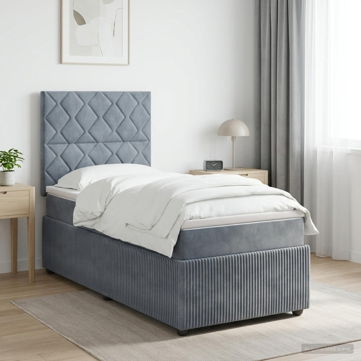 Boxspringbed met matras Donkergrijs Enkel Fluweel is nu te koop bij PeponiXL, paradijselijk wonen!