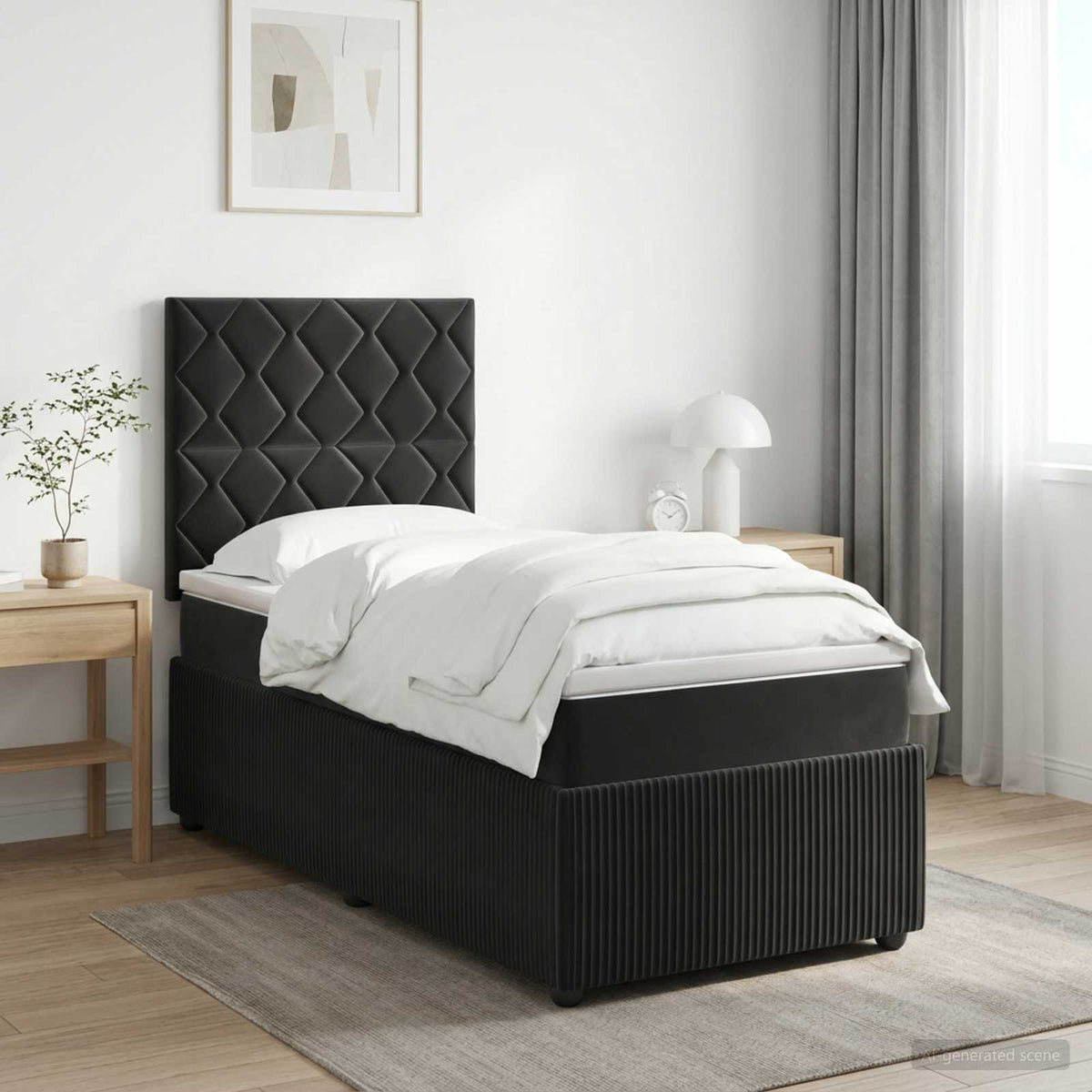Boxspringbed met matras Zwart 90 x 200 cm Fluweel is nu te koop bij PeponiXL, paradijselijk wonen!