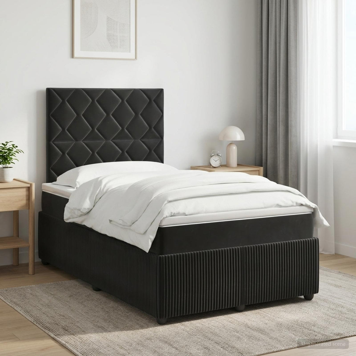 Boxspringbed met matras Zwart 120 x 200 cm Fluweel is nu te koop bij PeponiXL, paradijselijk wonen!