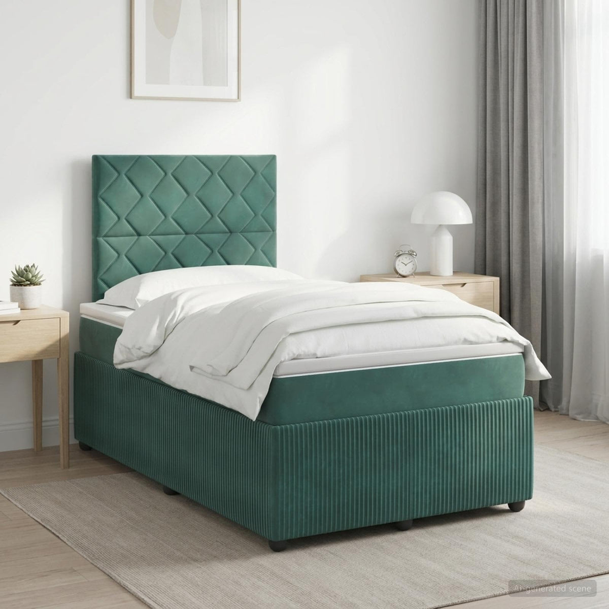 Boxspringbed met matras Donkergroen 120 x 190 cm Fluweel is nu te koop bij PeponiXL, paradijselijk wonen!