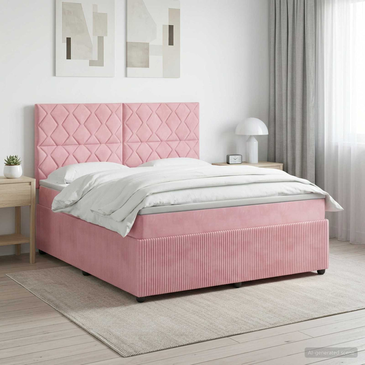 Boxspringbed met matras Roze 160 x 200 cm Fluweel is nu te koop bij PeponiXL, paradijselijk wonen!