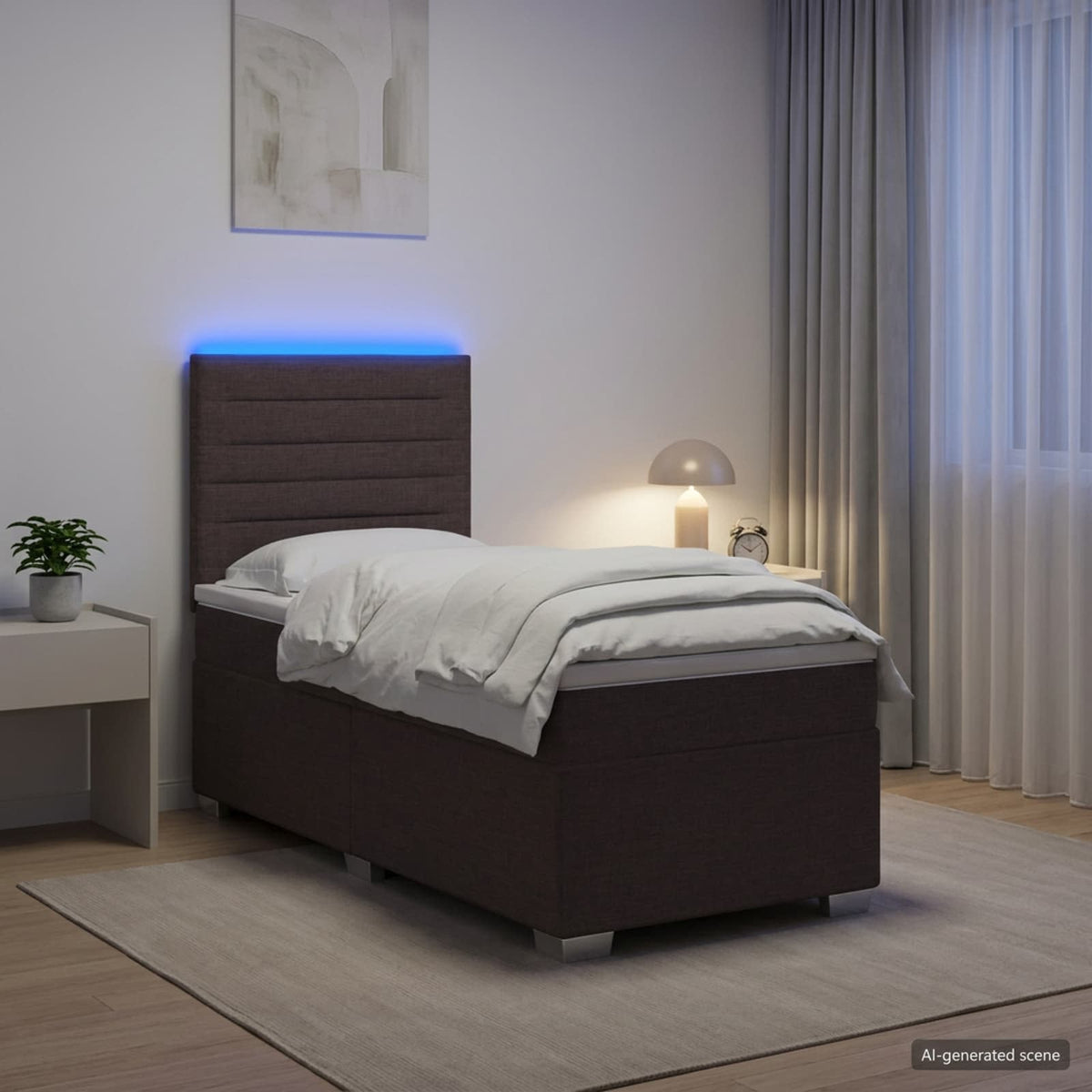 Boxspringbed met matras Donkerbruin 80 x 200 cm Stof is nu te koop bij PeponiXL, paradijselijk wonen!
