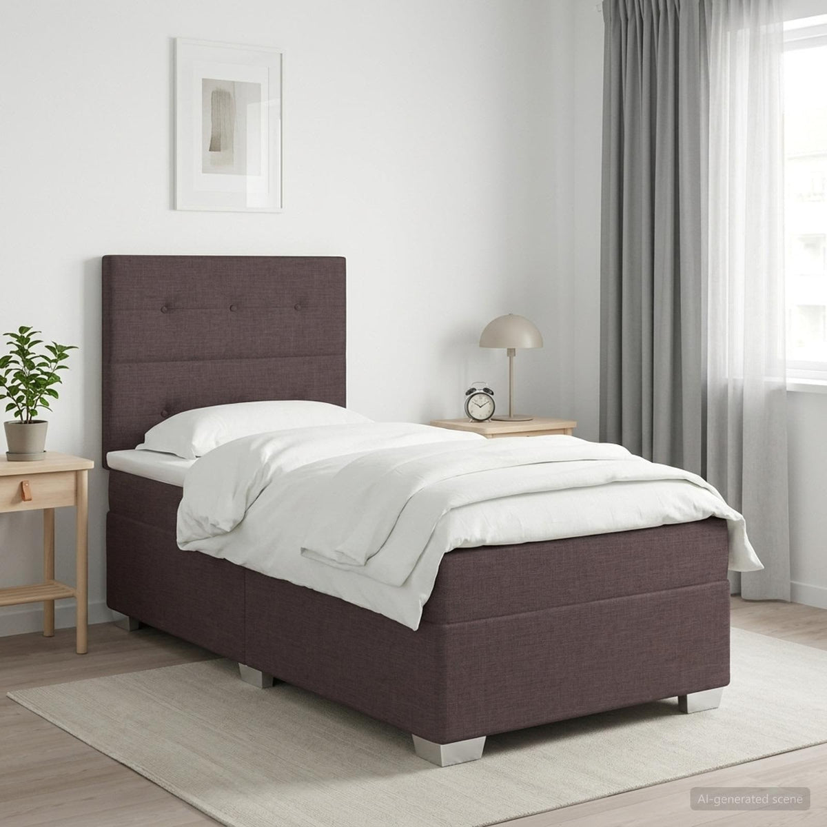 vidaXL Boxspringbed met matras Donkerbruin 90 x 190 cm Stof