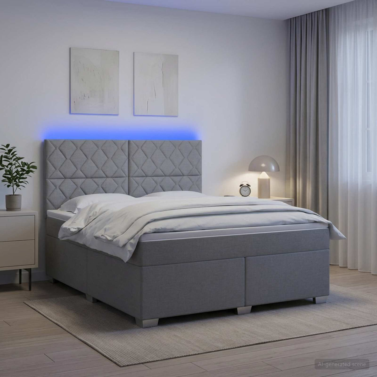 vidaXL Boxspringbed met matras Lichtgrijs 140 x 190 cm Stof