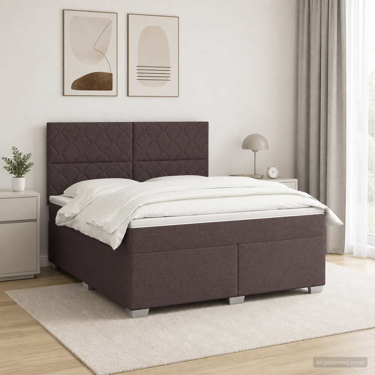 Boxspringbed met matras Donkerbruin 140 x 200 cm Stof is nu te koop bij PeponiXL, paradijselijk wonen!