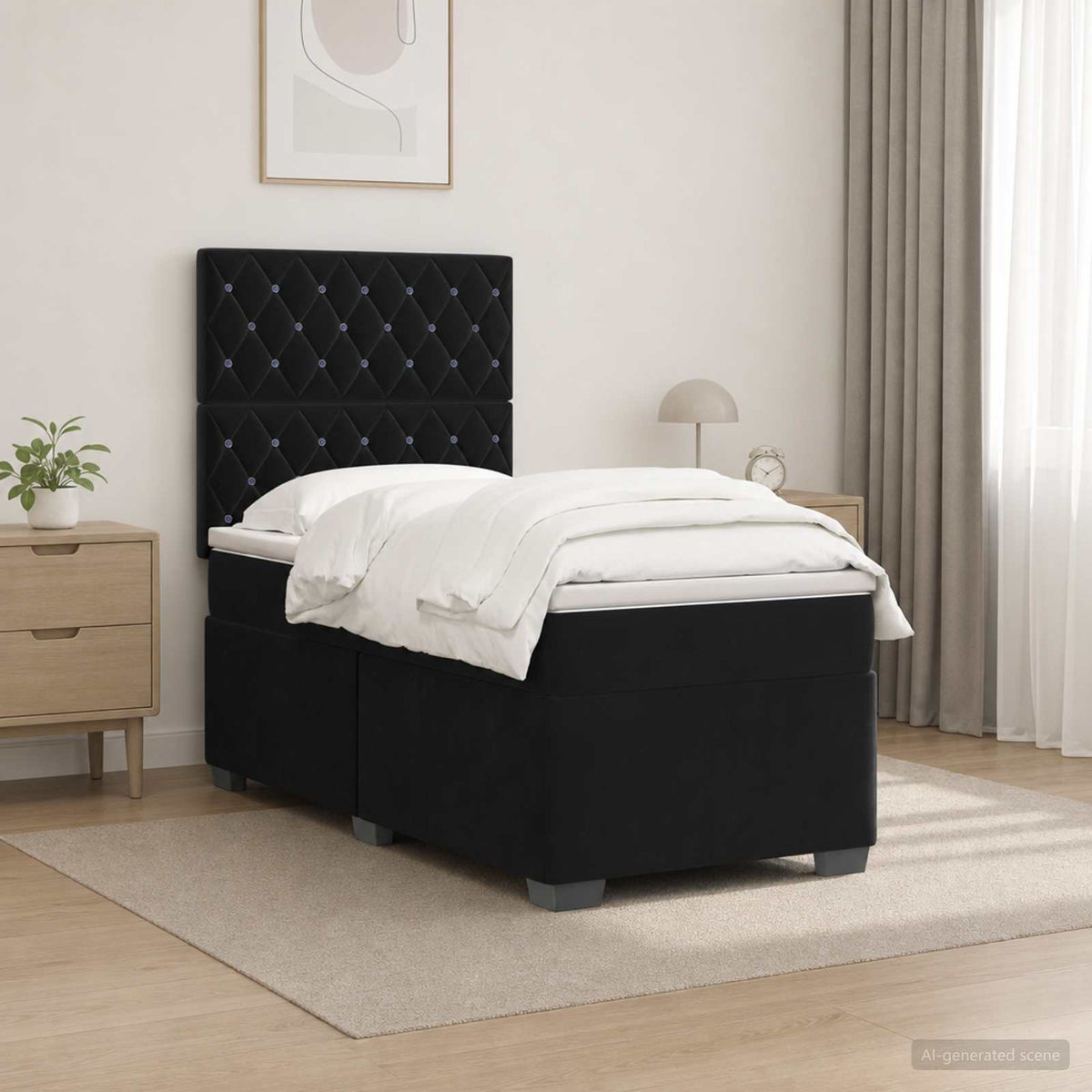 Boxspringbed met matras Zwart 80 x 200 cm Fluweel is nu te koop bij PeponiXL, paradijselijk wonen!