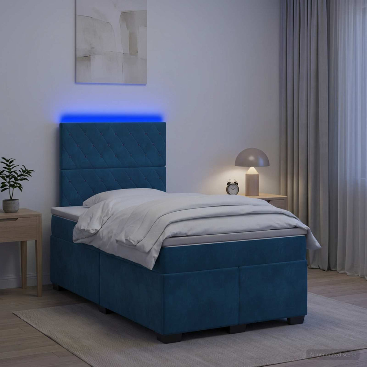 Boxspringbed met matras Blauw 120 x 190 cm Fluweel is nu te koop bij PeponiXL, paradijselijk wonen!