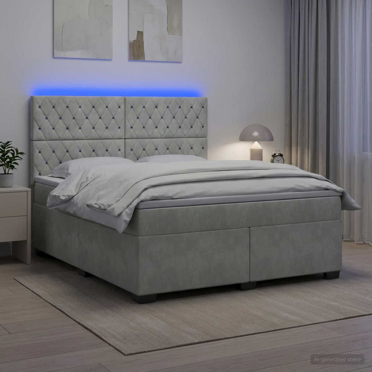 Boxspringbed met matras Lichtgrijs 180 x 200 cm Fluweel is nu te koop bij PeponiXL, paradijselijk wonen!