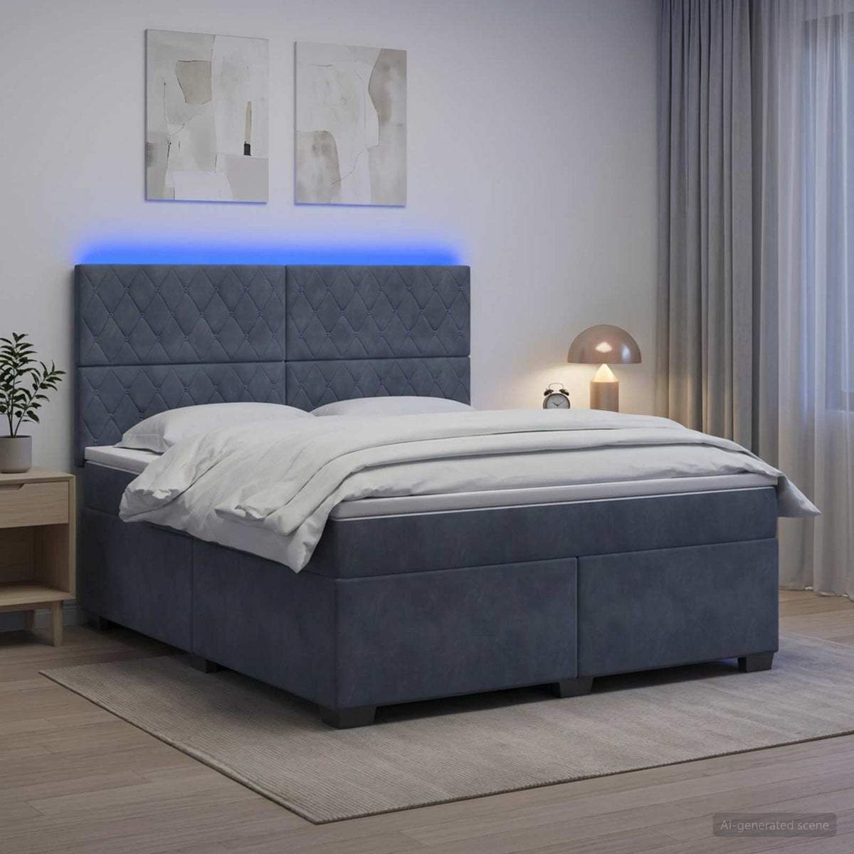 Boxspringbed met matras Donkergrijs 140 x 190 cm Fluweel is nu te koop bij PeponiXL, paradijselijk wonen!