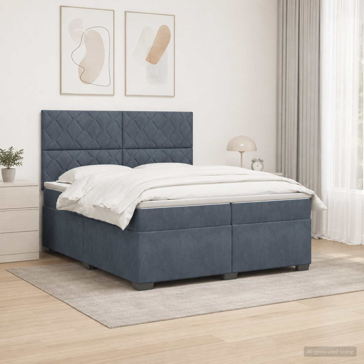 Boxspringbed met matras Donkergrijs 200 x 200 cm Fluweel is nu te koop bij PeponiXL, paradijselijk wonen!