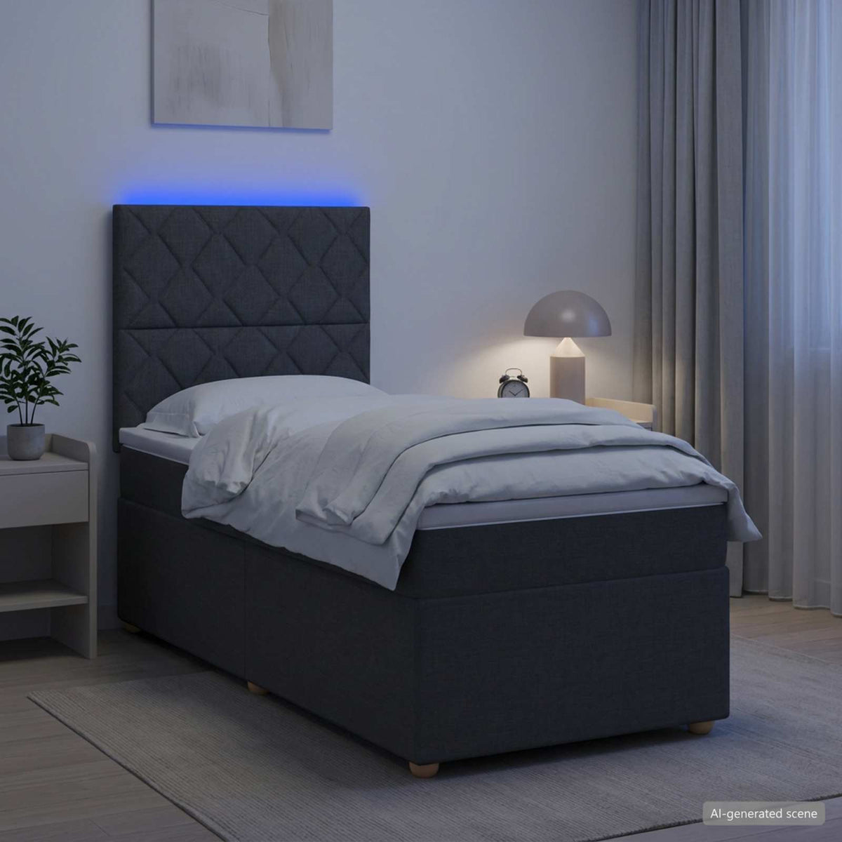Boxspringbed met matras Donkergrijs 90 x 190 cm Stof is nu te koop bij PeponiXL, paradijselijk wonen!
