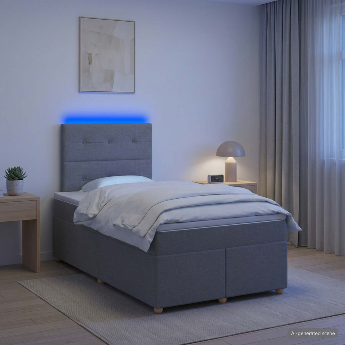 Boxspringbed met matras Lichtgrijs 120 x 200 cm Stof is nu te koop bij PeponiXL, paradijselijk wonen!