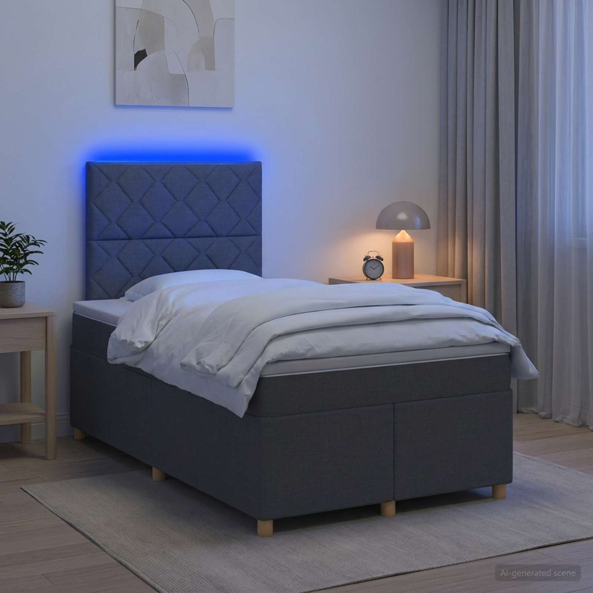 Boxspringbed met matras Donkergrijs 120 x 200 cm Stof is nu te koop bij PeponiXL, paradijselijk wonen!