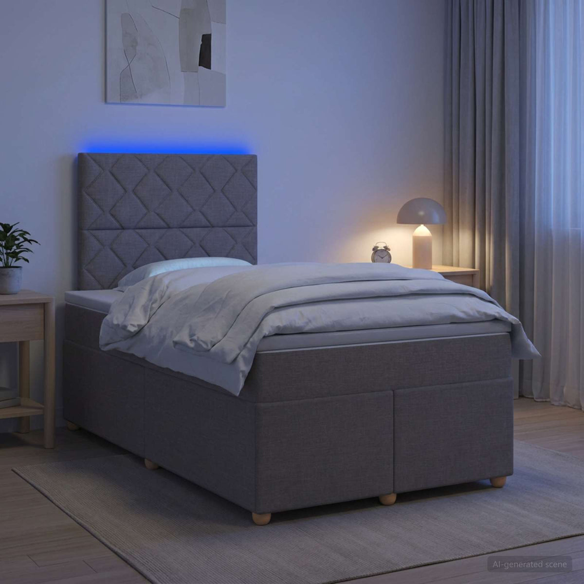 vidaXL Boxspringbed met matras met hoofdeinde Taupe 120 x 200 cm Stof