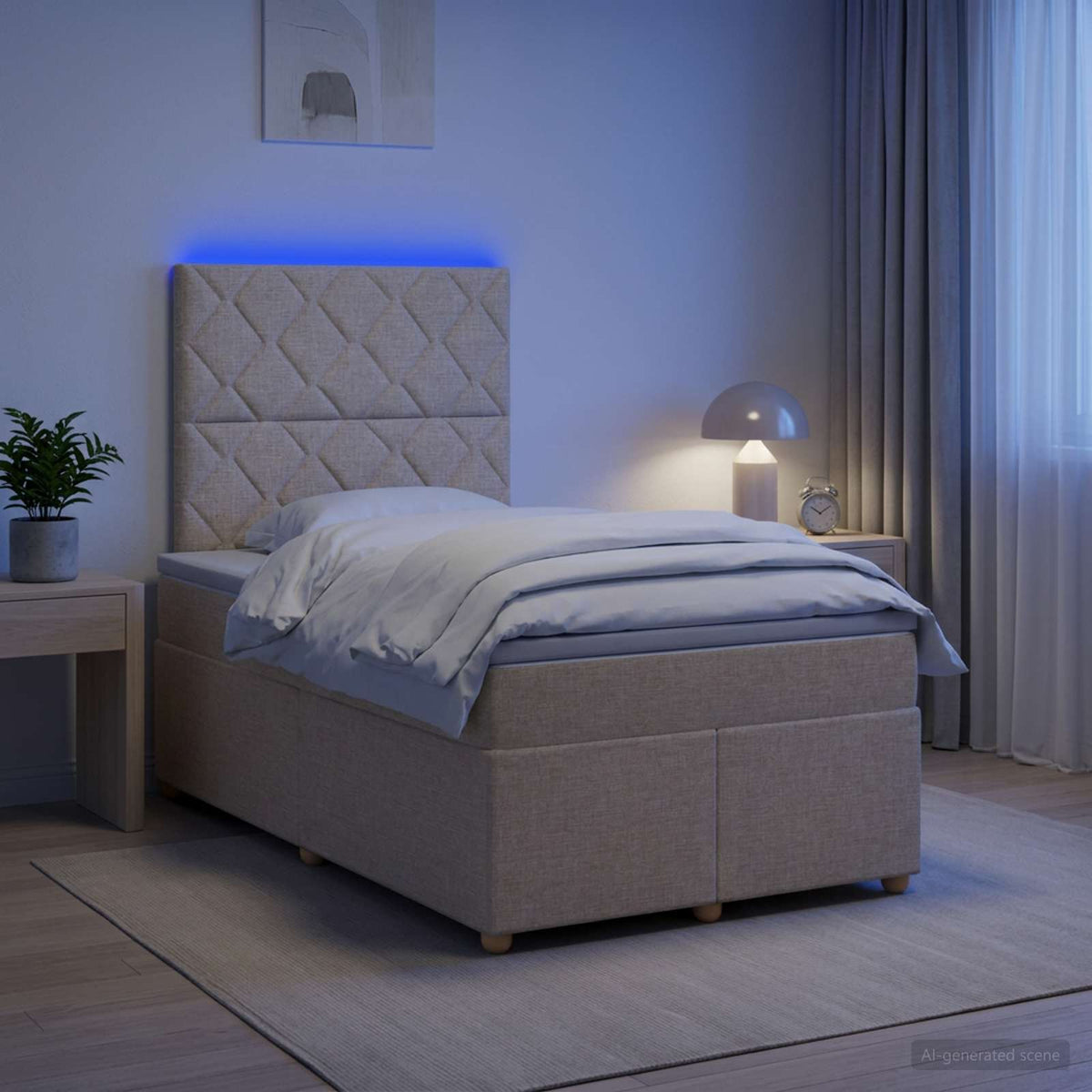 Boxspringbed met matras Crèmekleurig 120 x 190 cm Stof is nu te koop bij PeponiXL, paradijselijk wonen!