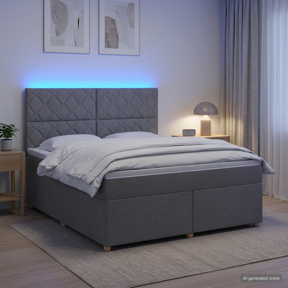 Boxspringbed met matras Lichtgrijs 180 x 200 cm Stof is nu te koop bij PeponiXL, paradijselijk wonen!