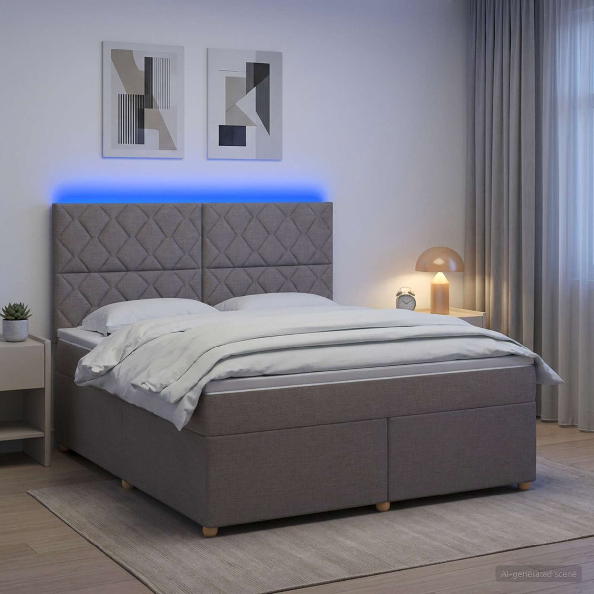Boxspringbed met matras met hoofdeinde Taupe 140 x 200 cm Stof is nu te koop bij PeponiXL, paradijselijk wonen!